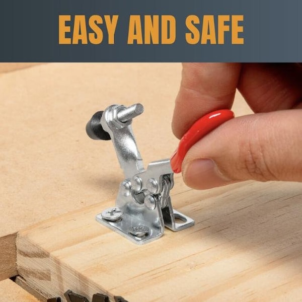 Powertec Toggle Clamp, 60 lbs Cap., 201A Quick Release Horizontal Clamps, Antislip Rubber Pressure Tip, 4PK - 20329N