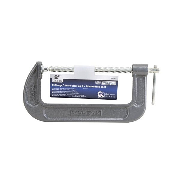 Vulcan C-Clamp, 8 in Max Opening Size, 3-1/8 in D Throat, Steel Body, Gray Body - JLO-058