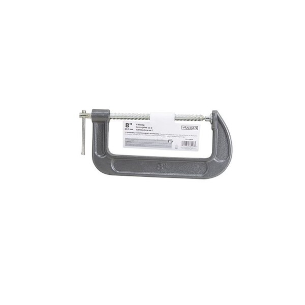 Vulcan C-Clamp, 8 in Max Opening Size, 3-1/8 in D Throat, Steel Body, Gray Body - JLO-058