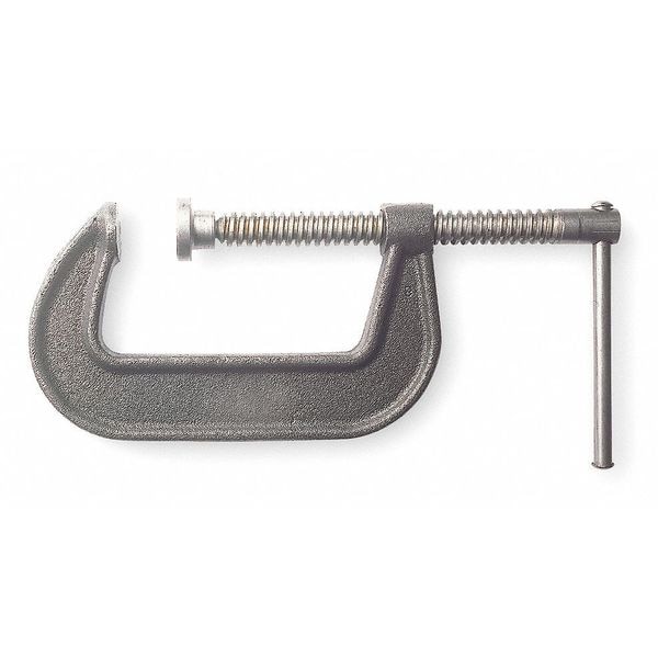 Westward C-Clamp, 4", Iron, Regular Duty, 2150 lb., Body Color: Gray - 2LAY6