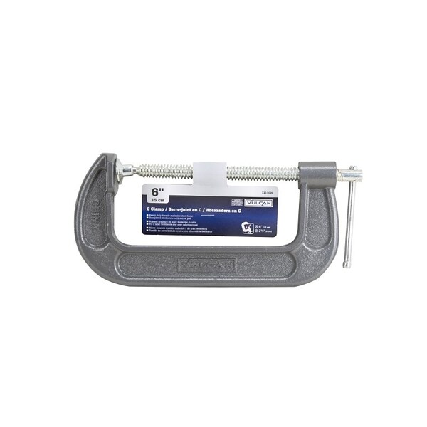 Vulcan C-Clamp, 6 in Max Opening Size, 2-3/8 in D Throat, Steel Body, Gray Body - JL27365