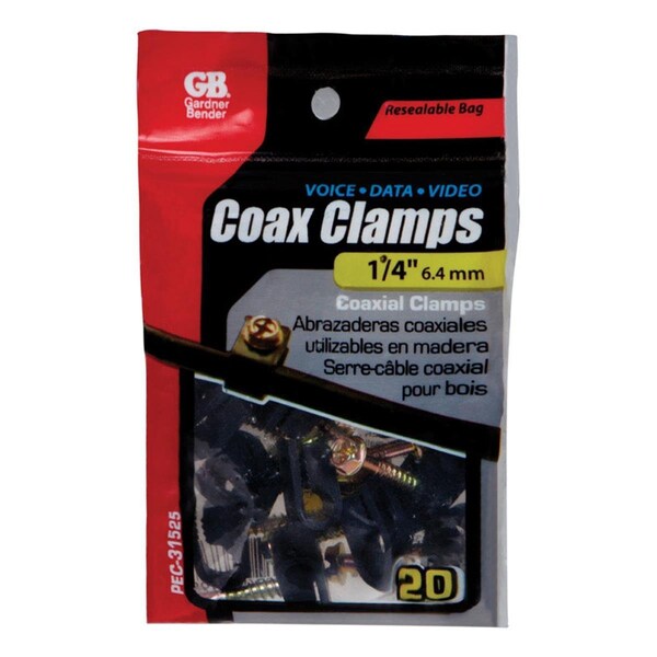 Eccm Industries 0.25 in. Black Coaxial Clamp, 20 Piece - 3293263