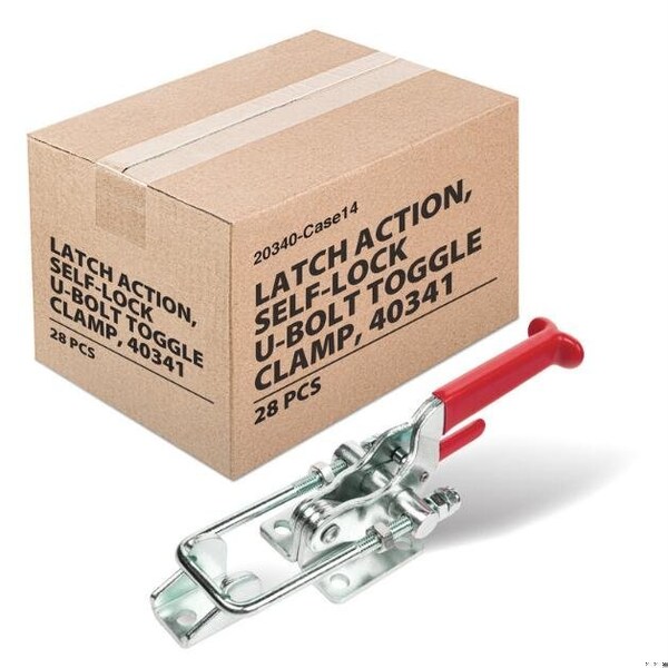 Powertec 28PCS Toggle Clamp, 2000 lbs Cap., 40341 Adj. U Bolt Latch, Antislip Hand Grip20340-Case14, 28PK - 20340-CASE14N