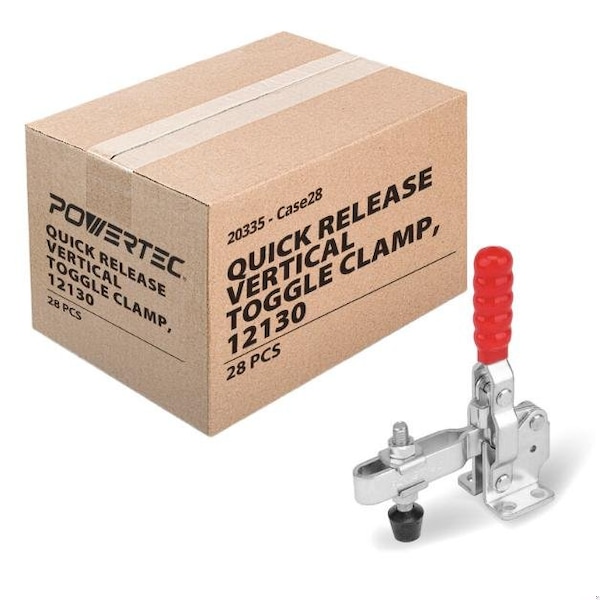 Powertec Toggle Clamp, 500 lbs Cap., 12130 Quick Release Vertical Clamps, Antislip Rubber Pressure Tip, 56PK - 20335-CASE28N