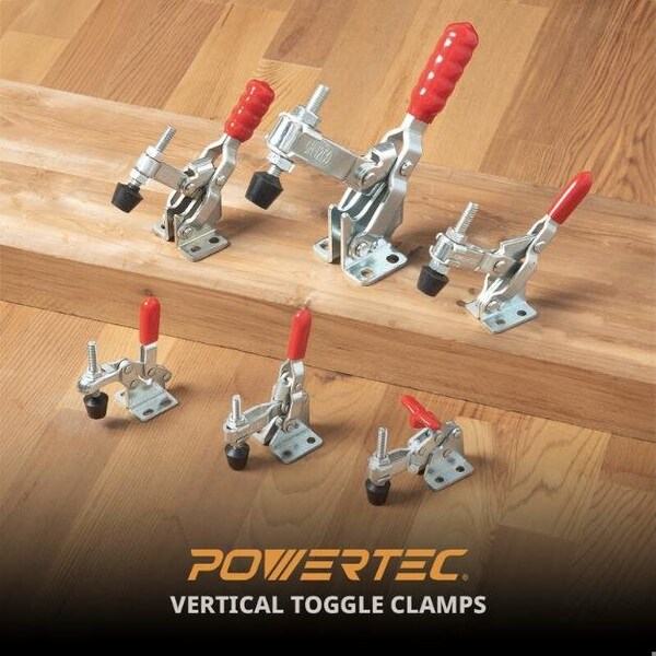 Powertec Toggle Clamp, 500 lbs Cap., 12130 Quick Release Vertical Clamps, Antislip Rubber Pressure Tip, 56PK - 20335-CASE28N