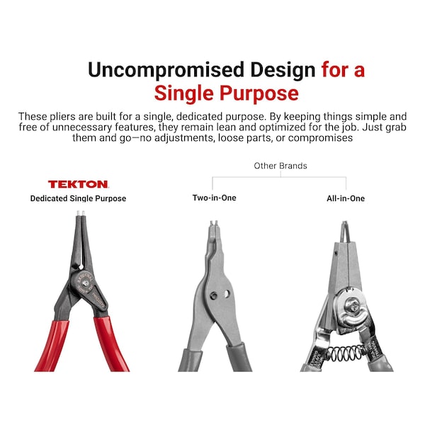 Tekton 7 Inch Internal and External Retaining Ring Pliers Set with Pouch, 4-Piece 0.070 in. Tips - PRR91005