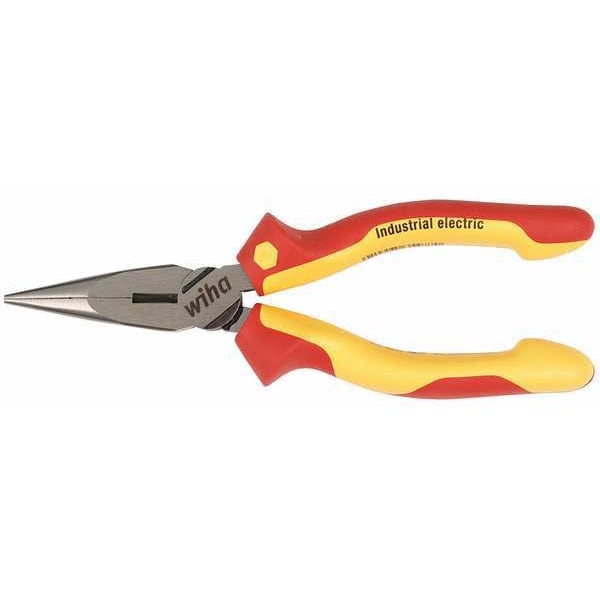 Wiha 8 in Long Nose Plier, Side Cutter Soft Ergo Cushion Grip Handle - 32923