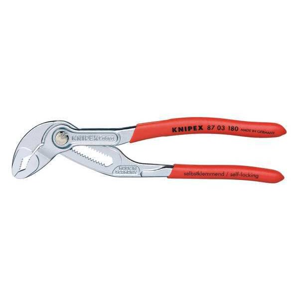Knipex 7 1/4 in V-Jaw Tongue and Groove Plier Serrated, Plastic Grip - 87 03 180