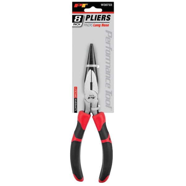 Perform Tool Pliers Long Nose; 8 In Length; NonReversible; Without Automatic Return; Chrome Vanadium Steel - W30733