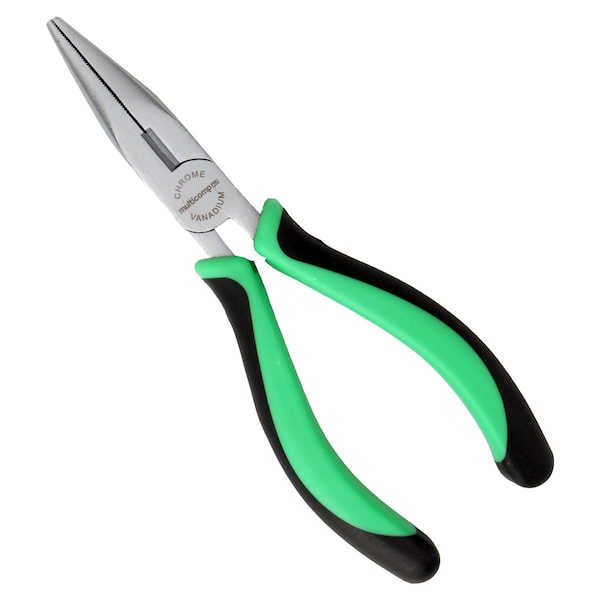 Multicomp Pro Pliers, Long Nose, 6in. Length, Chrome Vanadium, Thermoplastic Rubber Handle - MP-LN6