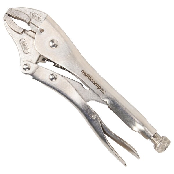 Multicomp Pro Pliers, Locking, Curved Jaw w/Wire Cutter, Chrome Vanadium, 10in. Length - MP012239