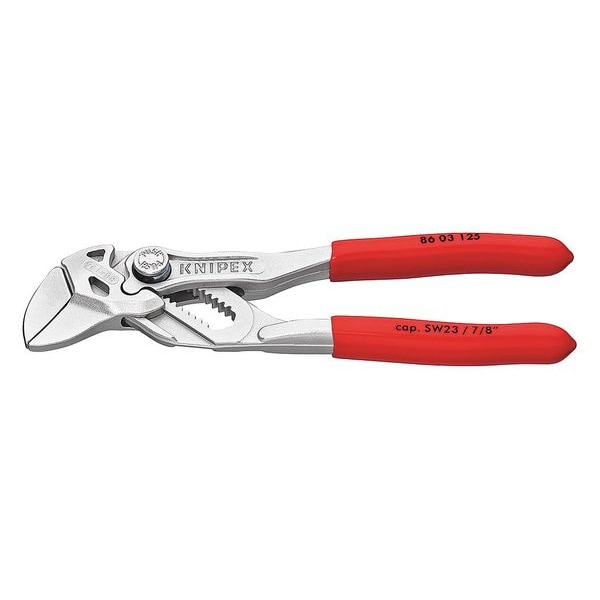 Knipex 5 in V-Jaw Plier Wrench Smooth, Plastic Grip - 86 03 125 SBA