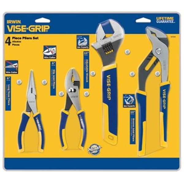 Irwin Irwin Vise-Grip 586-2078705 4 Piece Pro Plier Set 6 Inch Ln & Slip-10 Inch Adj& Gro - 586-2078705