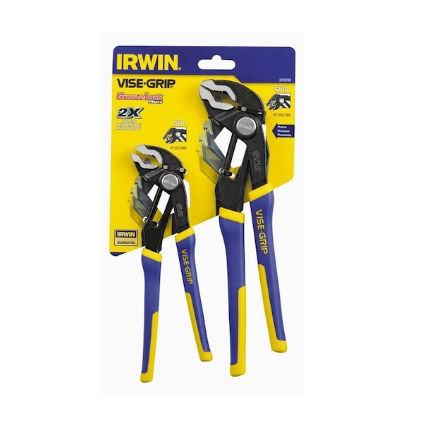 Groovelock Irwin Vise-Grip 8 & 10 in. Alloy Steel Tongue and Groove Pliers Set - 2078709