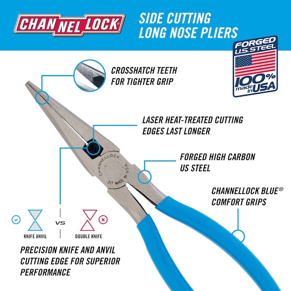 Channellock Channellock 8 in. Steel Long Nose Pliers - 317
