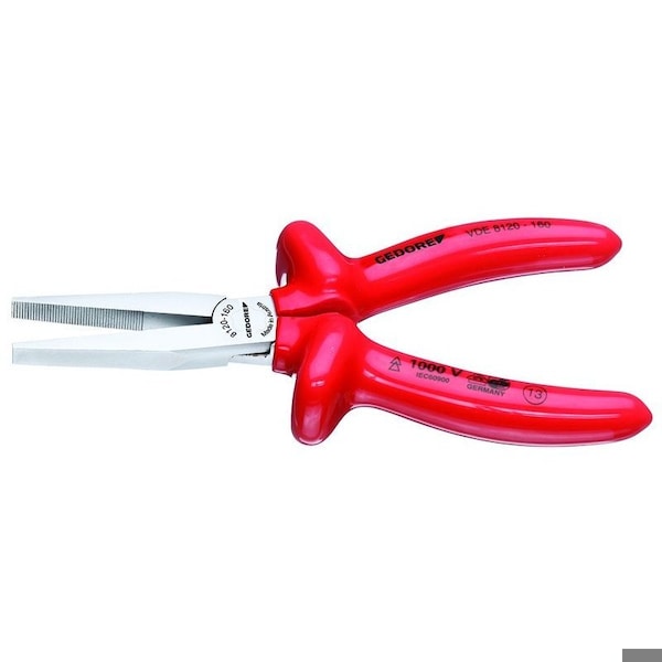 Gedore Insulated Flat Nose Pliers, 6-1/4", Overall Length: 160mm - VDE 8120-160