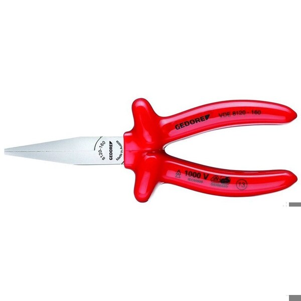 Gedore Insulated Flat Nose Pliers, 6-1/4", Overall Length: 160mm - VDE 8120-160