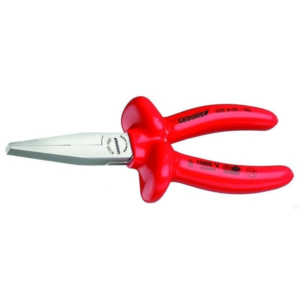 Gedore Insulated Flat Nose Pliers, 6-1/4", Overall Length: 160mm - VDE 8120-160