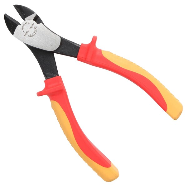 Multicomp Pro Pliers, Diagonal, 7in. Length, Chrome Vanadium, Thermoplastic Rubber Handle, 1000V, VDE - MP-VDE-DIAG7