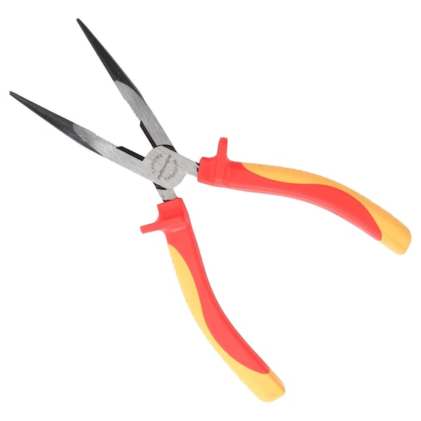Multicomp Pro Pliers, Long Nose, 8in. Length, Chrome Vanadium, Thermoplastic Rubber Handle, 1000V, VDE - MP-VDE-LN8