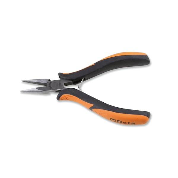 Beta 1175BM Smooth Half-Round Short Nose Pliers, Bi-Material Handles, OAL 140mm - 011750101