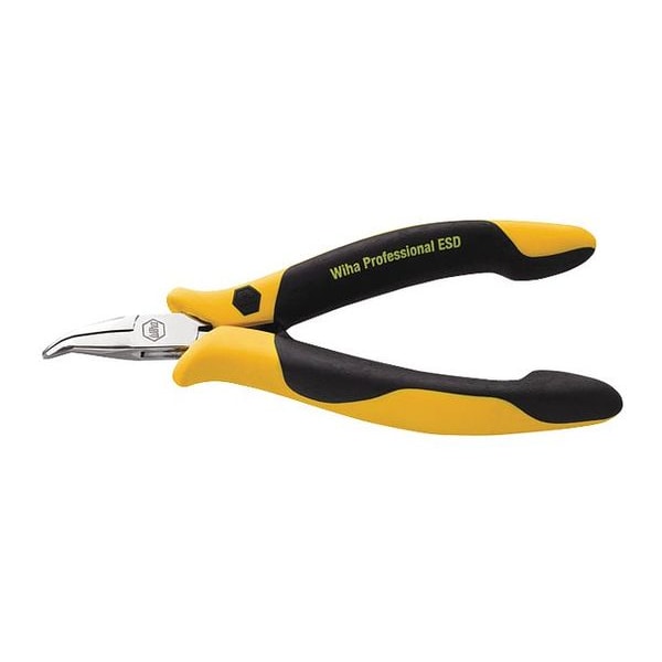 Wiha 4 3/4 in Bent Needle Nose Plier ESD Safe Dissipative Handle - 32744