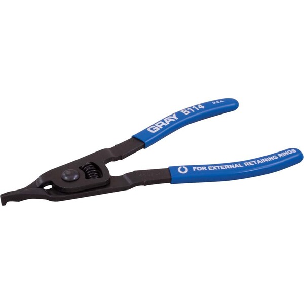 Gray Tools Heavy Duty Industrial Retaining Ring Pliers, 8-1/4" Long, With Fixed Horseshoe Tips - B114