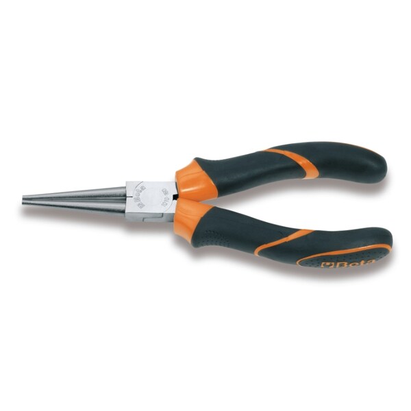 Beta 1010BM Long Round Knurled Nose Pliers Bi-Material Handles, 160mm - 010100036
