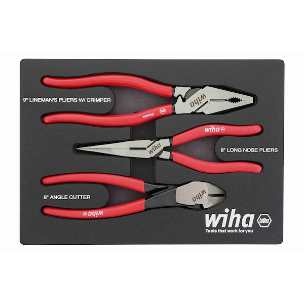 Wiha Classic Grip Pliers and Cutters Tray 3pc - 34680
