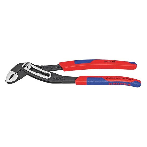 Knipex 10 in V-Jaw Tongue and Groove Plier Serrated, Bi-Material Grip - 88 02 250
