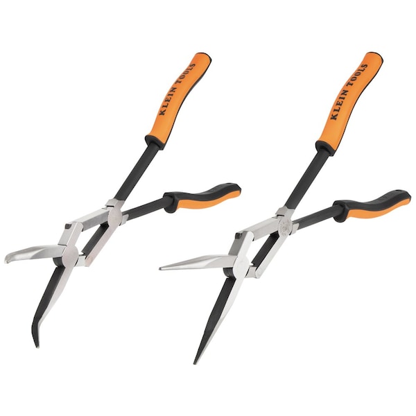 Klein Tools Long Reach Needle Nose and Bent Nose Pliers Set, 13-Inch, 2-Piece - 71402