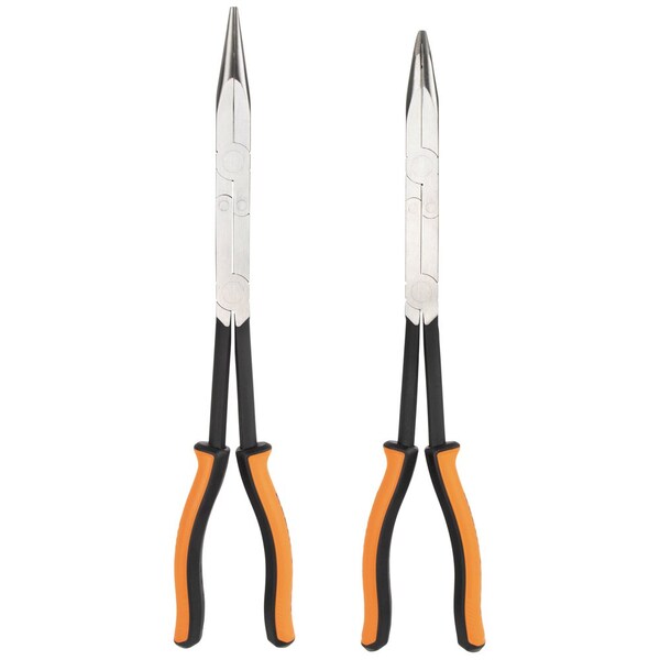 Klein Tools Long Reach Needle Nose and Bent Nose Pliers Set, 13-Inch, 2-Piece - 71402