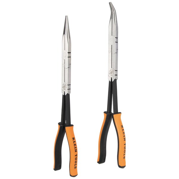 Klein Tools Long Reach Needle Nose and Bent Nose Pliers Set, 13-Inch, 2-Piece - 71402