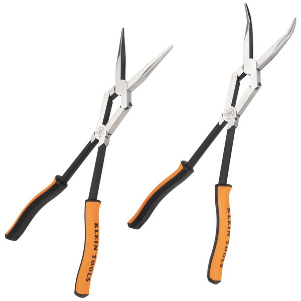 Klein Tools Long Reach Needle Nose and Bent Nose Pliers Set, 13-Inch, 2-Piece - 71402