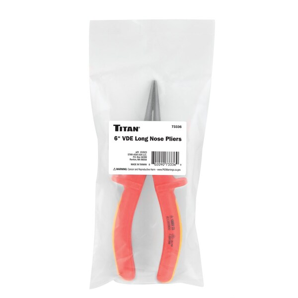 Titan 6 In. Insulated Long Nose Pliers - 73336