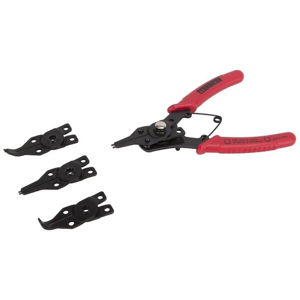 Prosource Snap Ring Plier Set, 6.125 in OAL, Red Handle, Cushion-Grip Handle, 3/4 in W Tip - 10002-PRP-53L