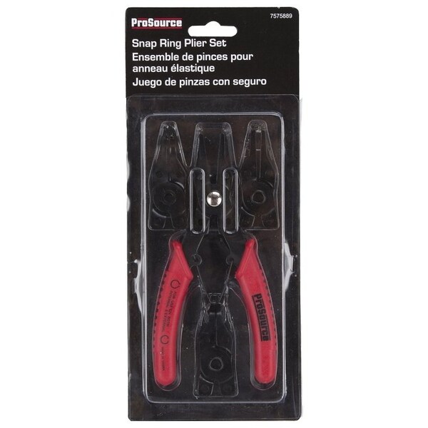 Prosource Snap Ring Plier Set, 6.125 in OAL, Red Handle, Cushion-Grip Handle, 3/4 in W Tip - 10002-PRP-53L