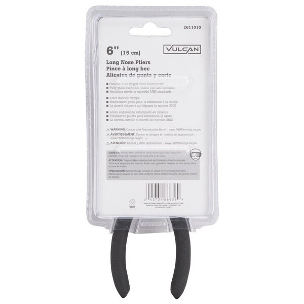 Vulcan Plier, 6-1/4 in OAL, 1.6 mm Cutting Capacity, 4.7 cm Jaw Opening, Black Handle, 3/4 in W Jaw, 2 in L Jaw - PC920-34