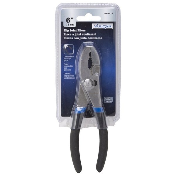 Vulcan Slip Joint Plier, 6 in OAL, 1 in Jaw Opening, Black/Blue Handle, Non-Slip Handle, 1 in W Jaw - PC916-21