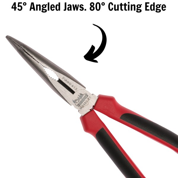 Teng Tools MB463-8T 8" Mega Bite TPR Grip Bent Long Nose Pliers - MB463-8T