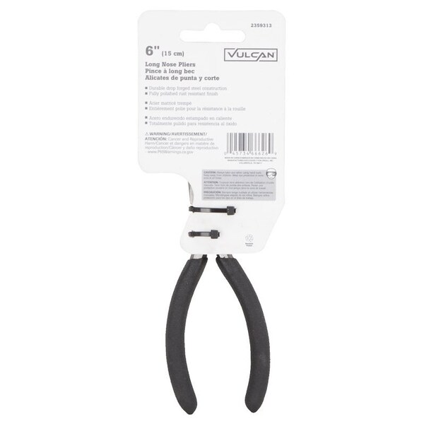 Vulcan Plier, 6-1/2 in OAL, 1.6 mm Cutting Capacity, 3.9 cm Jaw Opening, Black Handle, 3/4 in W Jaw, 2 in L Jaw - JL-NP008