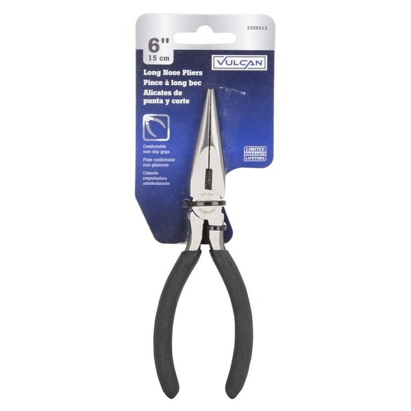 Vulcan Plier, 6-1/2 in OAL, 1.6 mm Cutting Capacity, 3.9 cm Jaw Opening, Black Handle, 3/4 in W Jaw, 2 in L Jaw - JL-NP008