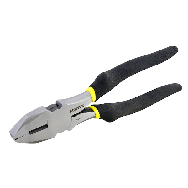 Surtek Electrician Plier Rubber Grip Handle 7in Side Cut Square Nose - 977
