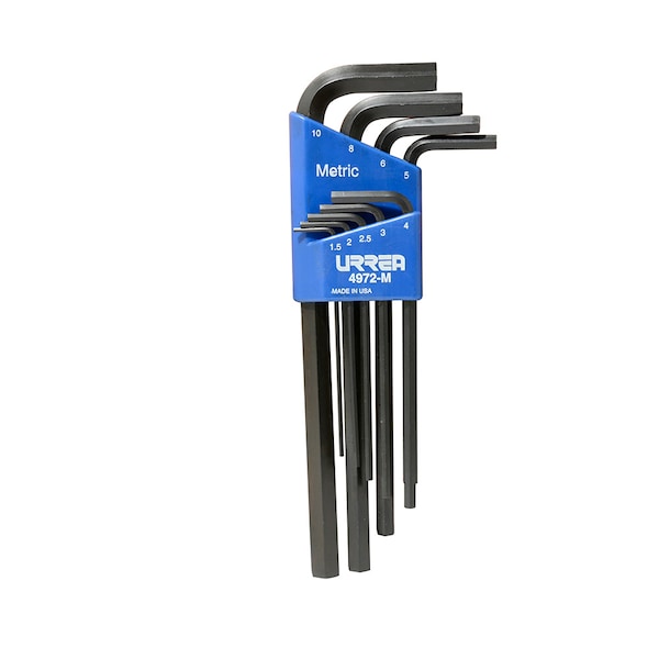 Urrea 9 Piece Metric Hex Key Set, 4972M - 4972M