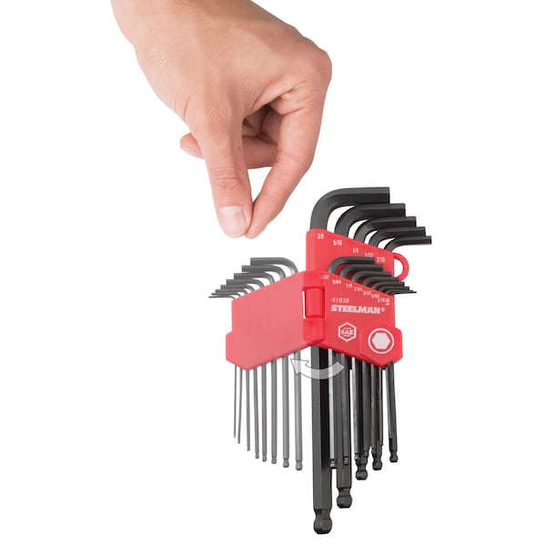 Steelman 26-Piece Long Arm Ball End Hex Key Wrench Set, Inch/Metric (SAE/MM) - 41938