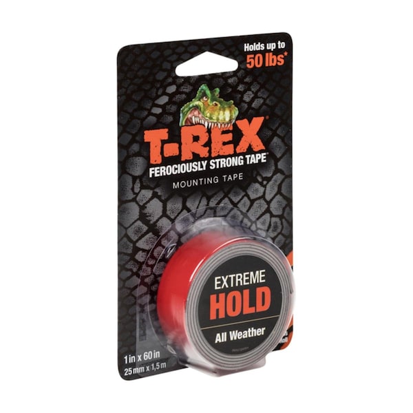 Cinta de montaje de doble cara T-Rex Extreme Hold de 1 x 60 pulgadas transparente - TO3304537