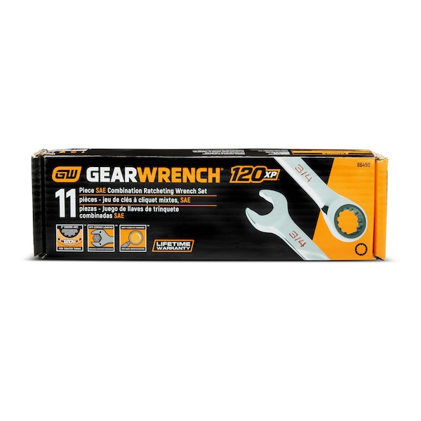 Gearwrench 11 Piece 120XP Universal Spline XL Ratcheting Combination SAE Wrench Set - 86450