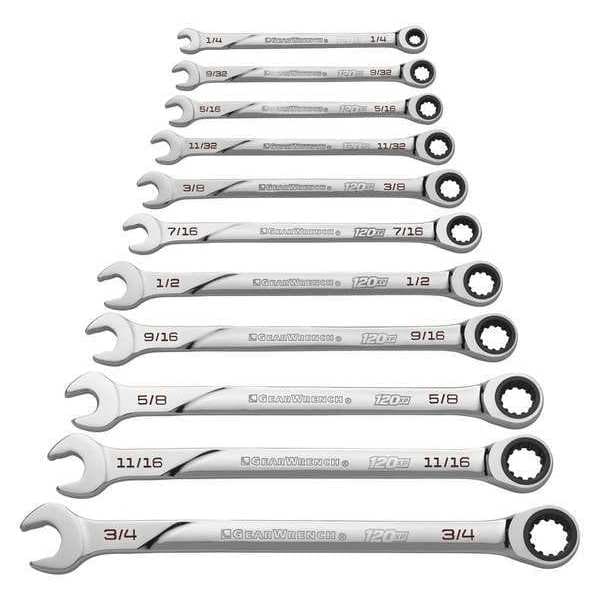 Gearwrench 11 Piece 120XP Universal Spline XL Ratcheting Combination SAE Wrench Set - 86450