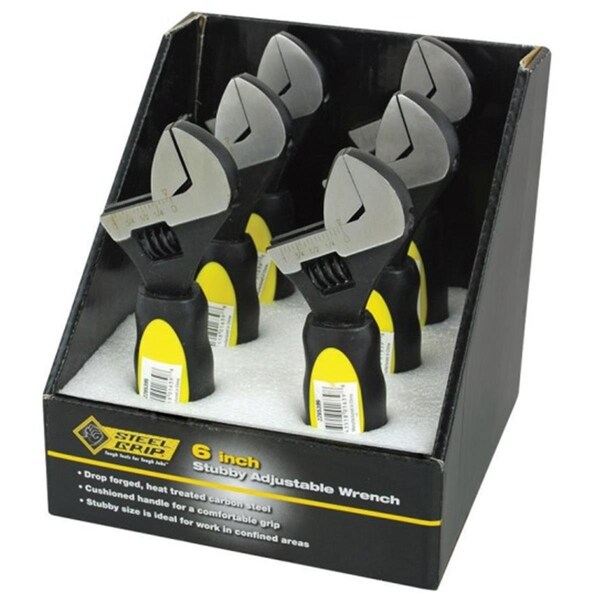 Steel Grip 6 in. Stubby Adjustable Wrench in Counter Top Display Steelgrip, 6PK - 2265395