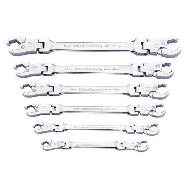 Gearwrench 6 Piece Ratcheting Flex Head Flare Nut Metric Wrench Set - 89101D